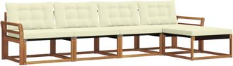vidaXL Conjunto De Sof&aacute;s De Exterior 5 Uds. Natural Y Crema Vidaxl