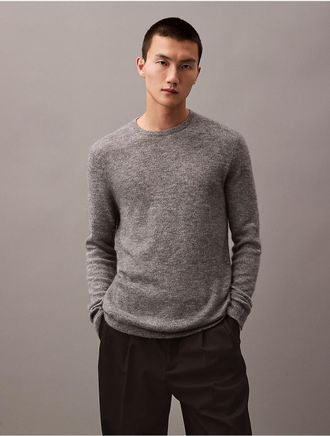 Calvin Klein Mens Refined Alpaca Wool Blend Knit Sweater - Grey - 2XL