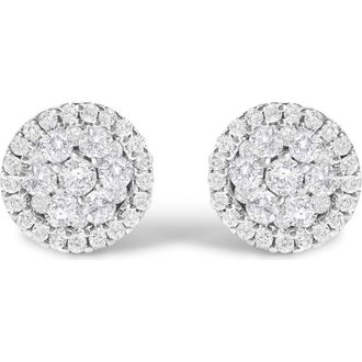 House of Brilliance 14K White Gold 1.0 Cttw Diamond Cluster Button Stud Earrings at Nordstrom