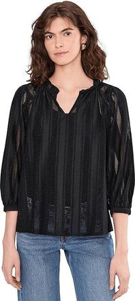 Vince Camuto Raglan Peasant Split Neck Blouse Womens Clothing Rich Black : MD, Nylon/Polyester/Spandex