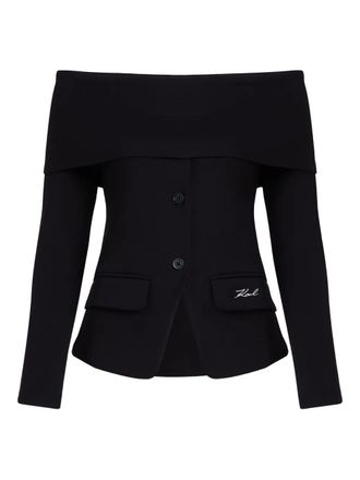 Karl Lagerfeld off-shoulder buttoned top - Black