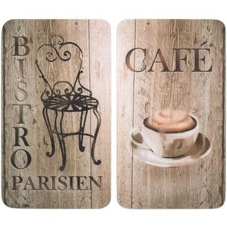 WENKO 2521310100 Coprifornelli Universal Bistro, Set 2 Pezzi per Tutti i Tipi di Piani di Cottura, Vetro Temperato, Materiale Plastico, 52 x 1,8-4,5 x 30