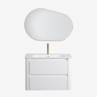 Sklum Conjunto De Mueble De Ba&ntilde;o Suspendido 80x50 Cm En Madera Con Lavabo Integrado Egerton Sklum