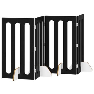 vidaXL Valla Plegable Para Mascotas 4 Pcs Roble Negro 201 X 38 X 90 Cm Vidaxl