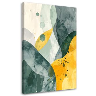 Feeby Cuadro Sobre Lienzo, Abstracci&oacute;n En Tonos Pastel Verde Y Amarillo, 70x100