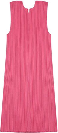 Pleats Please Issey Miyake Sleeveless Finely Pleated Notch Neck Blouse