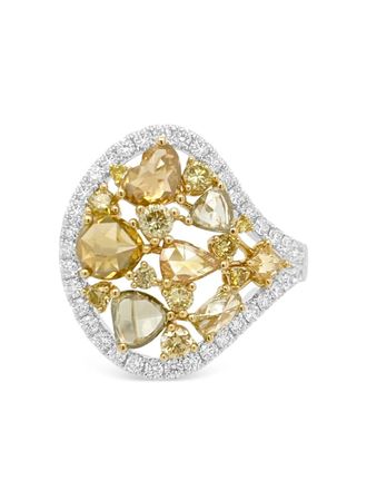 HYT Jewelry Anello in oro bianco e giallo 18 carati con diamanti - Argento