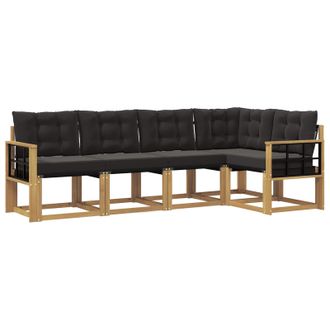 vidaXL Conjunto De Sof&aacute;s De Exterior Con Coj&iacute;n 5 Pcs Blanco Y Negro Vidaxl