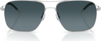 Oliver Peoples Clifton 58mm Polarized Gradient Rectangular Sunglasses in Silver /Blue Gradient Polar at Nordstrom