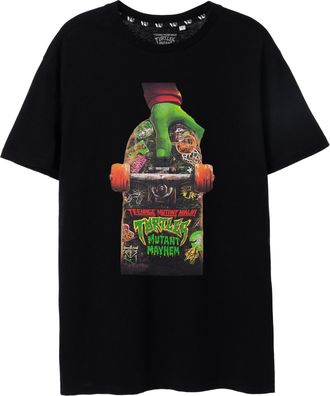 Teenage Mutant Ninja Turtles Mens T-Shirt | Short-Sleeved Mutant Mayhem Skateboard Graphic Tee for Adults | Black Short Sleeve Fashion Crewneck Top | TMNT Movie Merchandise Gift f