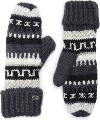 Ted Baker Fair Isle Knit Mittens in Black/Dark Grey at Nordstrom Rack