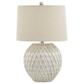 Hill Interiors Lattice Ceramic Table Lamp (UK Plug) in White