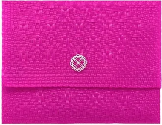 Lola's Bag Womens Woven Long Metal Strap Crossbody Bag In Pink