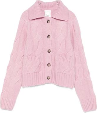 Allude cable-knit cardigan - women - Silk/Cashmere - M - Pink