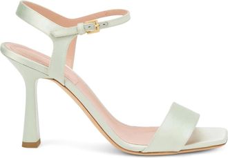 Alberta Ferretti Schoenen, Dames, Blauw, S, Leer, Elegante Satin Sandal met Hoge Hak