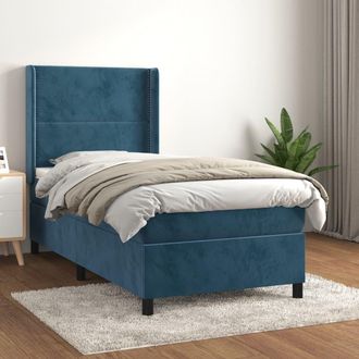 vidaXL Vidaxl - Cama Box Spring Con Colch&oacute;n Terciopelo Azul Oscuro 100x200 Cm