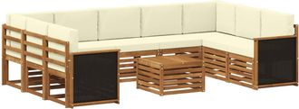vidaXL Conjunto De Sof&aacute;s De Exterior 10 Uds. Natural Y Crema Vidaxl