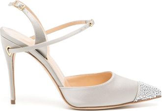 Jennifer Chamandi Vittorio 105mm crystal-toe pumps - women - Leather/Leather/Leather - 35.5 - Silver