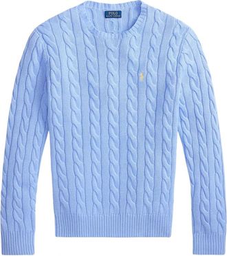 Ralph Lauren Truien & Vesten, Heren, Blauw, XL, Katoen, Katoenen kabelgebreide trui met ronde hals