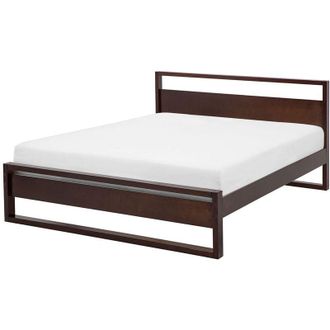 Beliani Cama De Madera De Pino Oscuro 140 X 200 Cm Con Cabecero De Estilo Retro Giulia