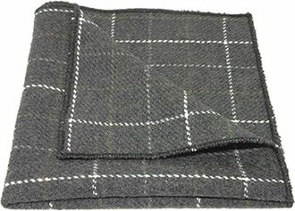 King & Priory Heritage Check Charcoal Grey Pocket Square, Tweed, Handkerchief