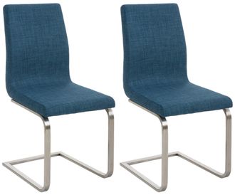 Clp Juego De 2 Sillas De Comedor Belfort Tapizadas En Tela Azul