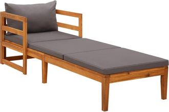 vidaXL Tumbona Con Cojines Gris Oscuro Madera Maciza De Acacia Vidaxl