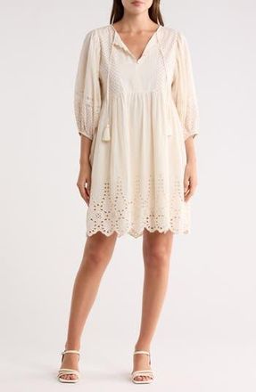 Lovestitch Mixed Media Minidress in Natural/Red at Nordstrom Rack, Size Medium