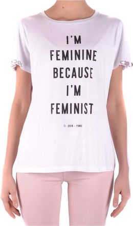 Pinko Stijlvol T-shirt - Dames - T-shirts - Wit - M - Katoen - Tops