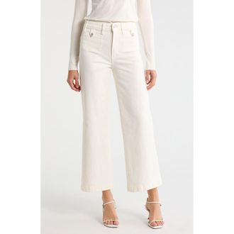 Paige Anessa High Waist Ankle Wide Leg Jeans in Tonal Ecru at Nordstrom, Size 30