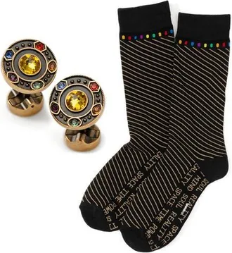 Cufflinks Inc. Infinity Stones Crew Socks & Cuff Links Set in Multi at Nordstrom, Size 10-13