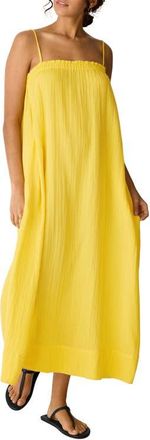 Eileen Fisher Stripe Organic Cotton Gauze Maxi Dress in Soleil at Nordstrom, Size Xx-Small