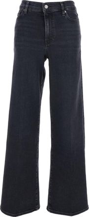 Frame Denim le Slim Palazzo Black Jeans With Logo Patch On The Rear And Wide Leg In Denim Woman