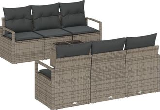 vidaXL Vidaxl - Garden Sofa Set 7 pcs Brown, Cream 55 x 55 x 37 cm Poly Rattan