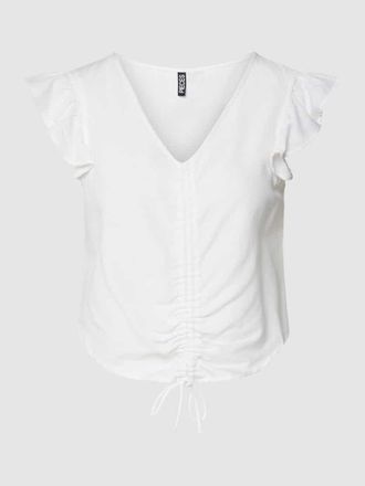 Pieces Crop Top mit Leinen-Anteil Modell MILANO in Weiss, Gr&ouml;&szlig;e L