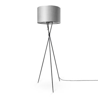 Paco Home Paco Home - L&aacute;mpara Pie Sal&oacute;n Pantalla Tela De Mesa Pantalla Textil E27 Luz Nocturna Gris (&oslash;45,5 Cm), L&aacute;mpara De Pie-negro - Tipo 1