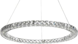 Beliani Lámpara de techo led de cristal metal plateado transparente forma redonda Magat