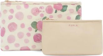 Furla Trousse make up con motivo rosa - Bianco