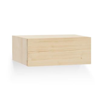 Deco Wood Mesita de noche de madera maciza flotante en tono natural de 40x15cm