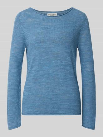 Marc O'Polo Slim Fit Pullover aus Baumwoll-Leinen-Mix in Hellblau Melange, Gr&ouml;&szlig;e XL