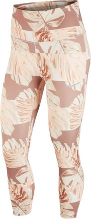 Nike Womens Activewear Dri-Fit Printed Cropped Full Length Leggings In Sail Reflective Silver