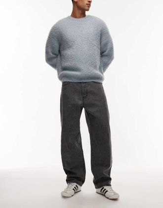 Obey Jeans classici larghi in denim lavaggio nero effetto pieghe