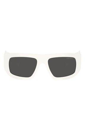 Prada 53mm Irregular Sunglasses in White/Dark Grey at Nordstrom