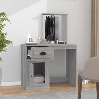 Berkfield Home Durable Dressing Table with Mirror Grey Sonona 90x50x132.5 cm Eng