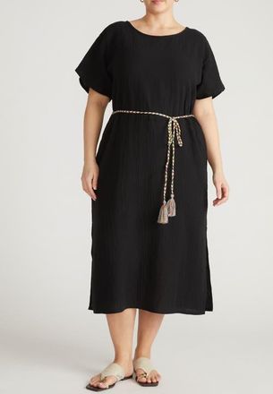 Universal Standard Landsbury Cotton Gauze Dress in Black at Nordstrom, Size Xx-Large