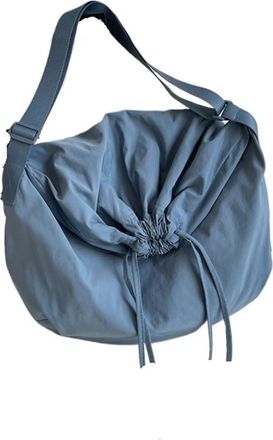 Generic Compatible For Women Drawstring Shoulder Bag Large Capacity Simple Crossbody Adjustable Strap Sling Female Travel(Blue)