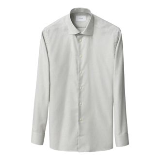 Eton Groene Slim Fit Twill Overhemd - Heren - Zakelijke Overhemden - Grijs - XL - Katoen - Overhemden