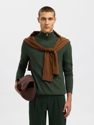 Selected Troyer SELECTED SLHBERG HALF ZIP CARDIGAN NOOS, Herren, Gr. XXL, forest night detail:twist, Strick, Obermaterial: 100% Baumwolle, unifarben, regular f