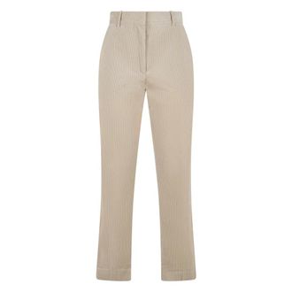 Moorer Sabry High-waisted Pants - Dames - Broeken - Beige - Maat: XS Katoen