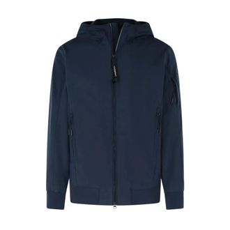 C.P. Company Light Jackets, male, Blue, Size: XL Total Eclipse Shell-r Hooded Lens Jacket